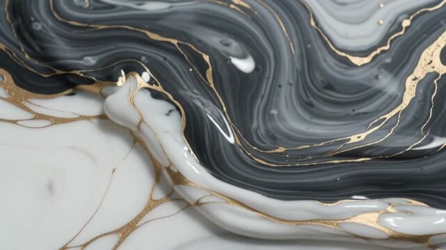 abstract black white and gold marble liquid swirl texture background