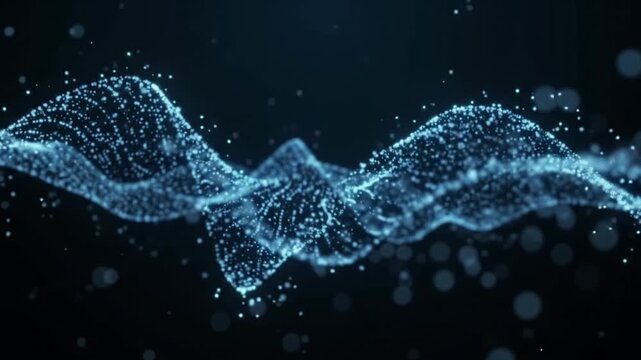 abstract blue digital particle wave technology connection motion background loop