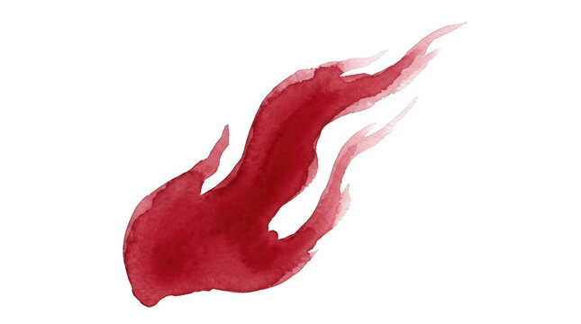 Mancha de tinta aquarela vermelha abstrata com formas fluidas e texturas suaves isolada em um fundo branco limpo para design gr&aacute;fico e projetos criativos