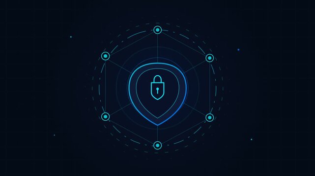 Digital Shield Security Lock Network Animation.