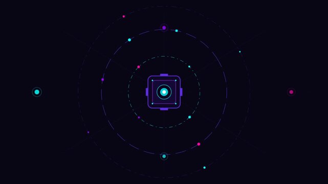 Futuristic Neon Portal Animation With Floating Particles.