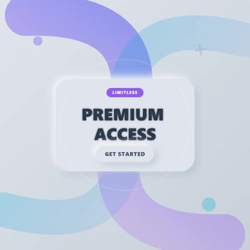 Premium Access membership button abstract motion graphics video background with purple blue geometric pastel animated shapes