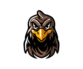 Naklejka premium Angry crow bird mascot head vector illustration isolated on white background