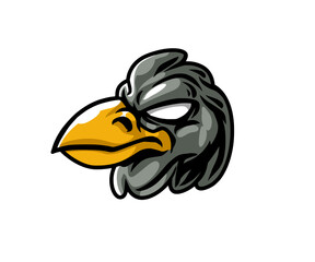 Naklejka premium Angry crow bird mascot head vector illustration isolated on white background