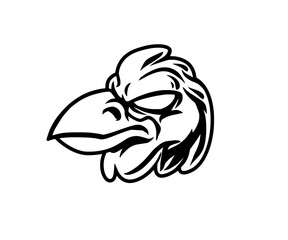 Naklejka premium Angry crow bird mascot head vector illustration isolated on white background