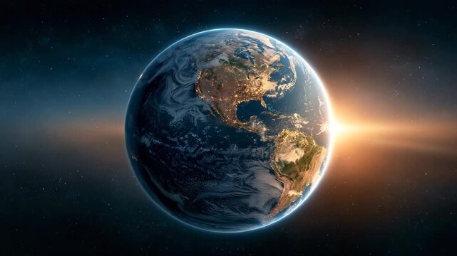 Camera Flying From Deep Space Toward Planet Earth