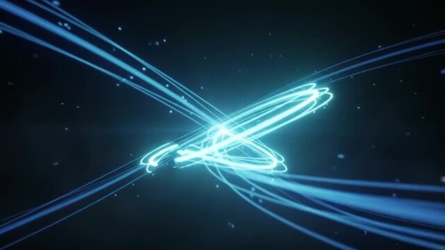 abstract blue glowing light streaks neon lines flowing motion background data streak fiber optic technology loop