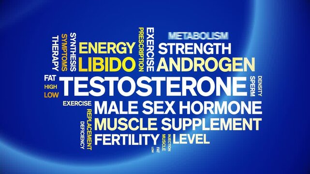 Testosterone animated word cloud-text design animation tag kinetic typography seamless loop.