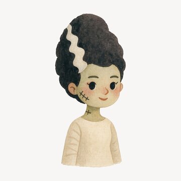 Cute cartoon bride monster illustration.