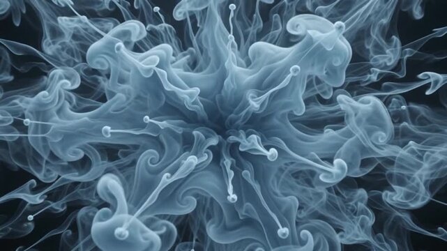 abstract white ink expanding in water symmetric cloud smoke explosion background loop