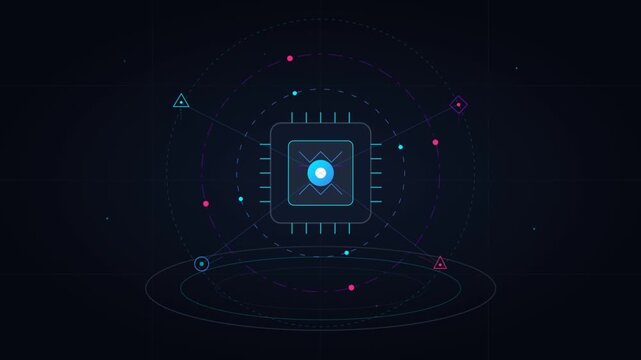 Dynamic Tech Scene Focused on Central Processor Chip.