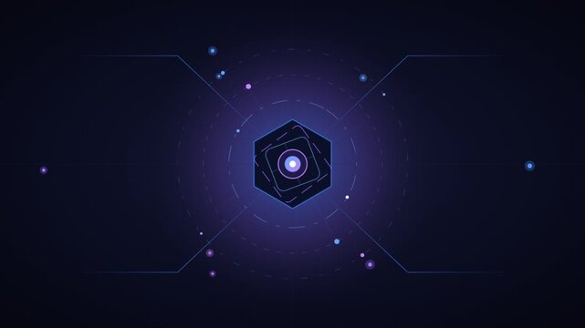 Dark Purple Hexagon Centered Glow for Visual Tech Video.