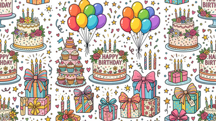 Naklejka premium Festive Birthday Celebration Pattern