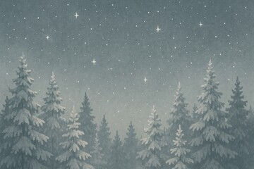 Fototapeta premium Serene snowy forest night