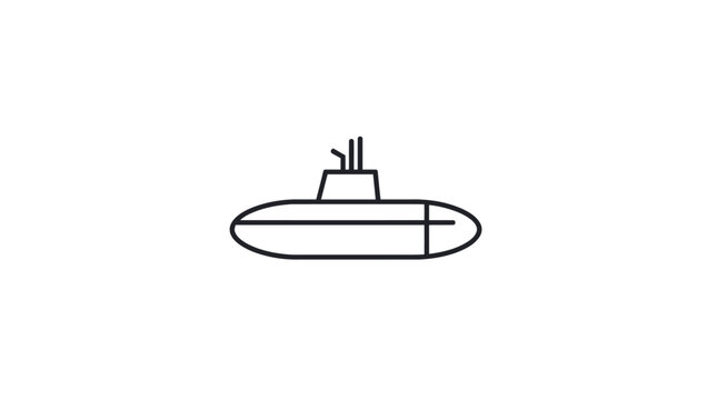 Minimalist black line art submarine icon.