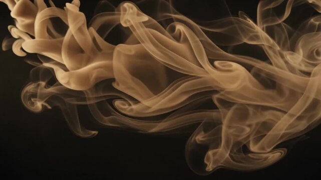 abstract brown ink swirling in water black background slow motion