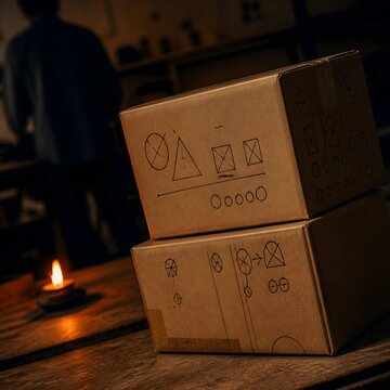 Prototype boxes labelled hand symbols
