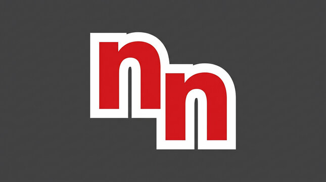 Red and white bold lowercase letter n graphic monogram logo on dark grey background