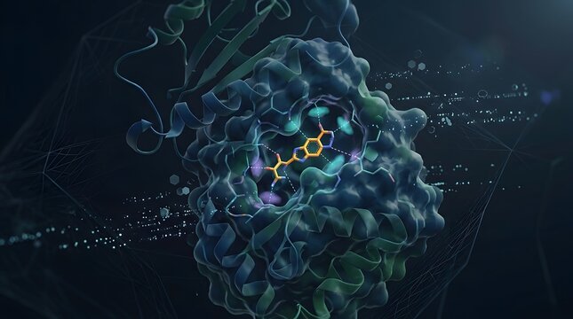 Scientific protein molecule with drug ligand binding