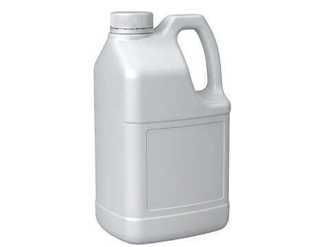 Gray plastic jug with handle and spout isolated on transparent background