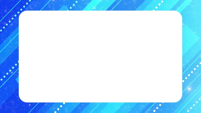 Abstract blue pop background frame featuring Memphis-style geometric patterns.Sparkling particles.copy space.Loop video. 抽象的　幾何学　フレーム　枠　CG  動画　キラキラ　ポップ　おしゃれ　シンプル　タイトル