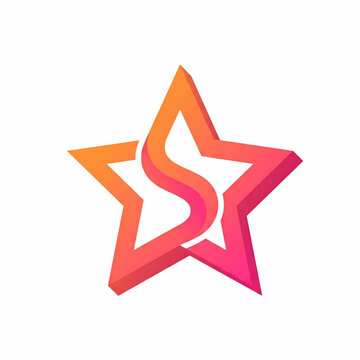 Modern 3D letter S and star abstract logo vector design, colorful gradient corporate icon for business brand identity