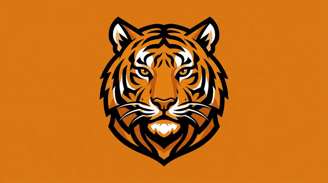 Dynamic tiger head vector graphic logo, a fierce and powerful emblem. Majestic strength and determined spirit, perfect for modern branding or sports team mascots
