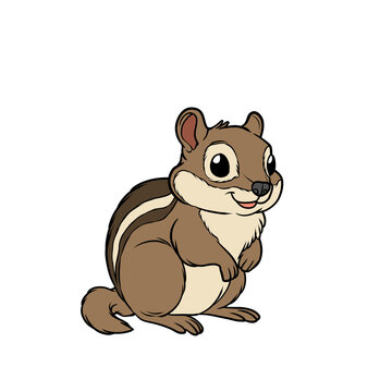Cute cartoon chipmunk forest animal illustration isolated on transparent background