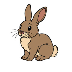 Fototapeta premium Cute cartoon brown bunny rabbit illustration isolated on transparent background