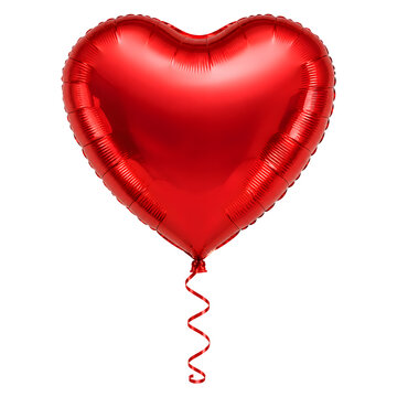 Isolated A Red Heart-Shaped Balloon Realistic isolated cutout on transparent background