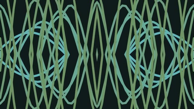 Abstract geometric pattern with intertwined green and blue lines