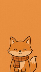 Fototapeta premium Cute fox in orange scarf mobile wallpaper