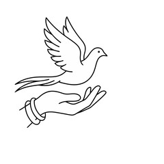 Obraz premium Dove flying from open h