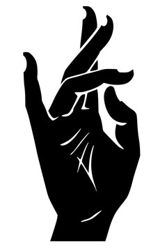 Black silhouette of a hand snapping fingers, bold vector design symbolizing gesture, motion, and expressive communication through minimalist graphic style.