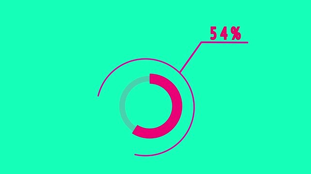 Science Loading white Circle Ring on black background. 65 in the loading ring. Loading Transfer Download Animation from 0 to 65 percent. Circle percentage 4K video animation.