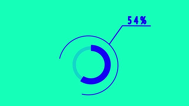 Science Loading white Circle Ring on black background. 65 in the loading ring. Loading Transfer Download Animation from 0 to 65 percent. Circle percentage 4K video animation.