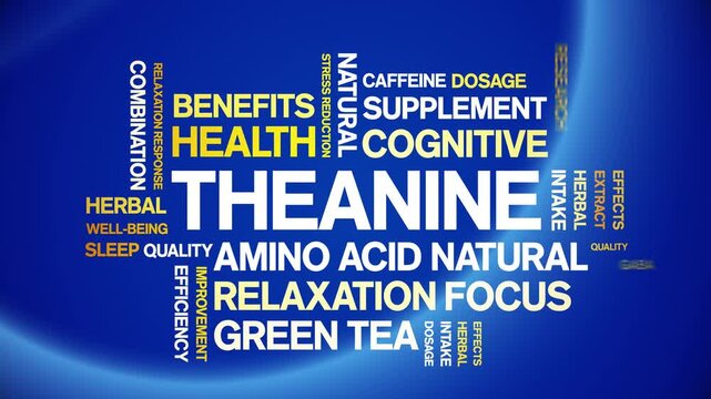 Theanine animated word cloud-animation tag kinetic typography seamless loop.
