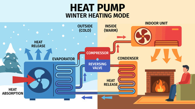 Heat Pump Winter Heating Mode Diagram