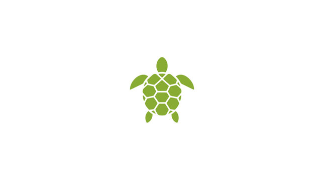 Stylized green sea turtle shell conservation icon