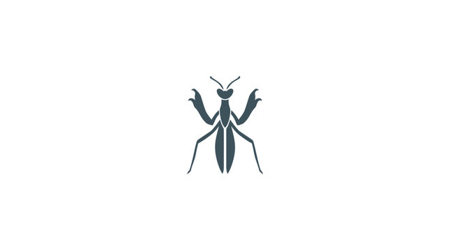Minimalist praying mantis insect line art logo icon