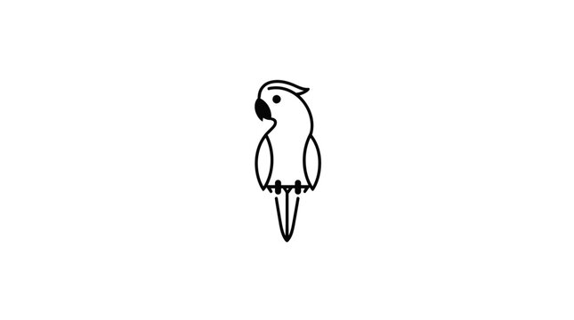 Simple parrot line art bird icon.