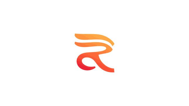 Abstract orange fluid letter R initial logo