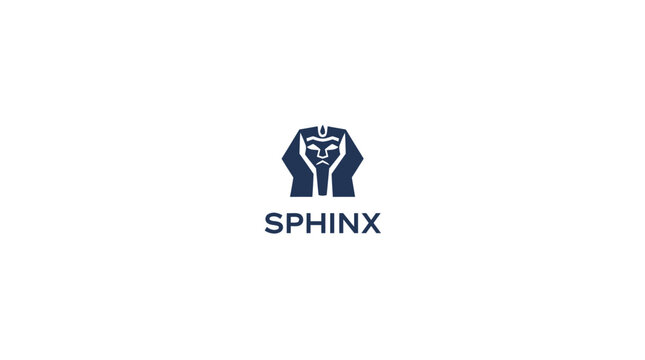 Egyptian sphinx silhouette logo with typography.