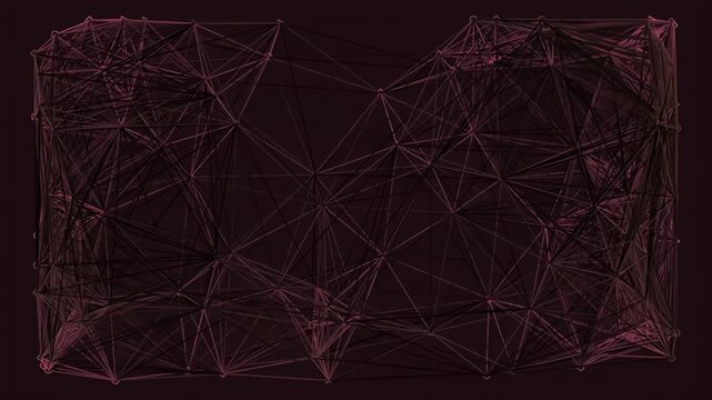 Abstract geometric wireframe pattern with dark maroon background