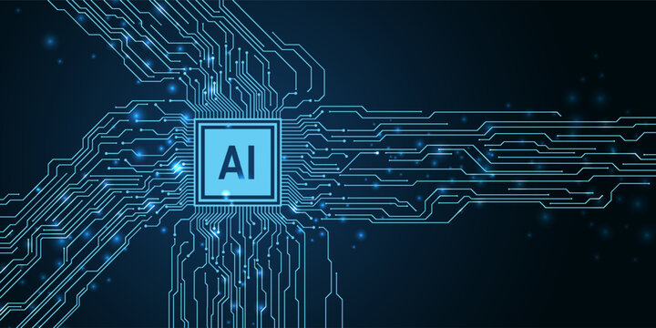 Artificial intelligence circuit line style. Machine learning design. Smart network digital technology. AI. Vector illustration