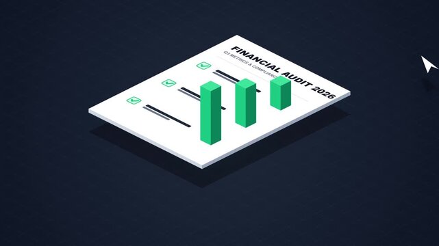 Isometric Financial Audit Checklist Animation