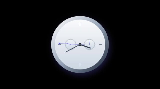 White Chronograph Analog Clock Face Ticking Seamless Loop