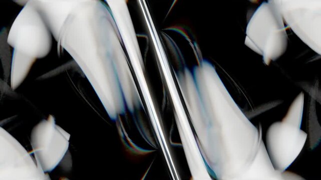 glass dispersion gradient neon holographic video of fluid glass on black background, 4k seamless looping