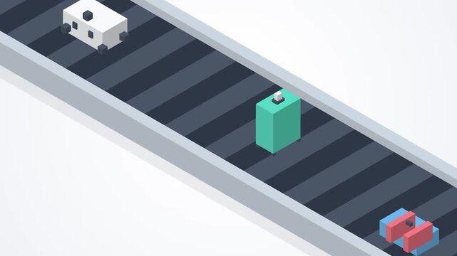 Minimalist Luggage Conveyor Belt Animation