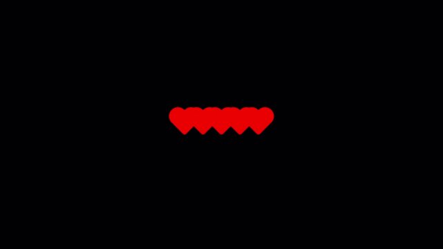 5 Red Hearts Review Rating Satisfaction Feedback Indicator Animation 6 Seconds Loop on Alpha Channel 4K